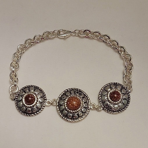 3 Piece Silver-Tone & Sandstone Set - Picture 2 of 6